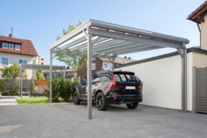 Carport Überdachung Toscana mit Glaseindeckung transparent