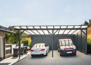 doppelcarport alu mit seitenwand und glasdach