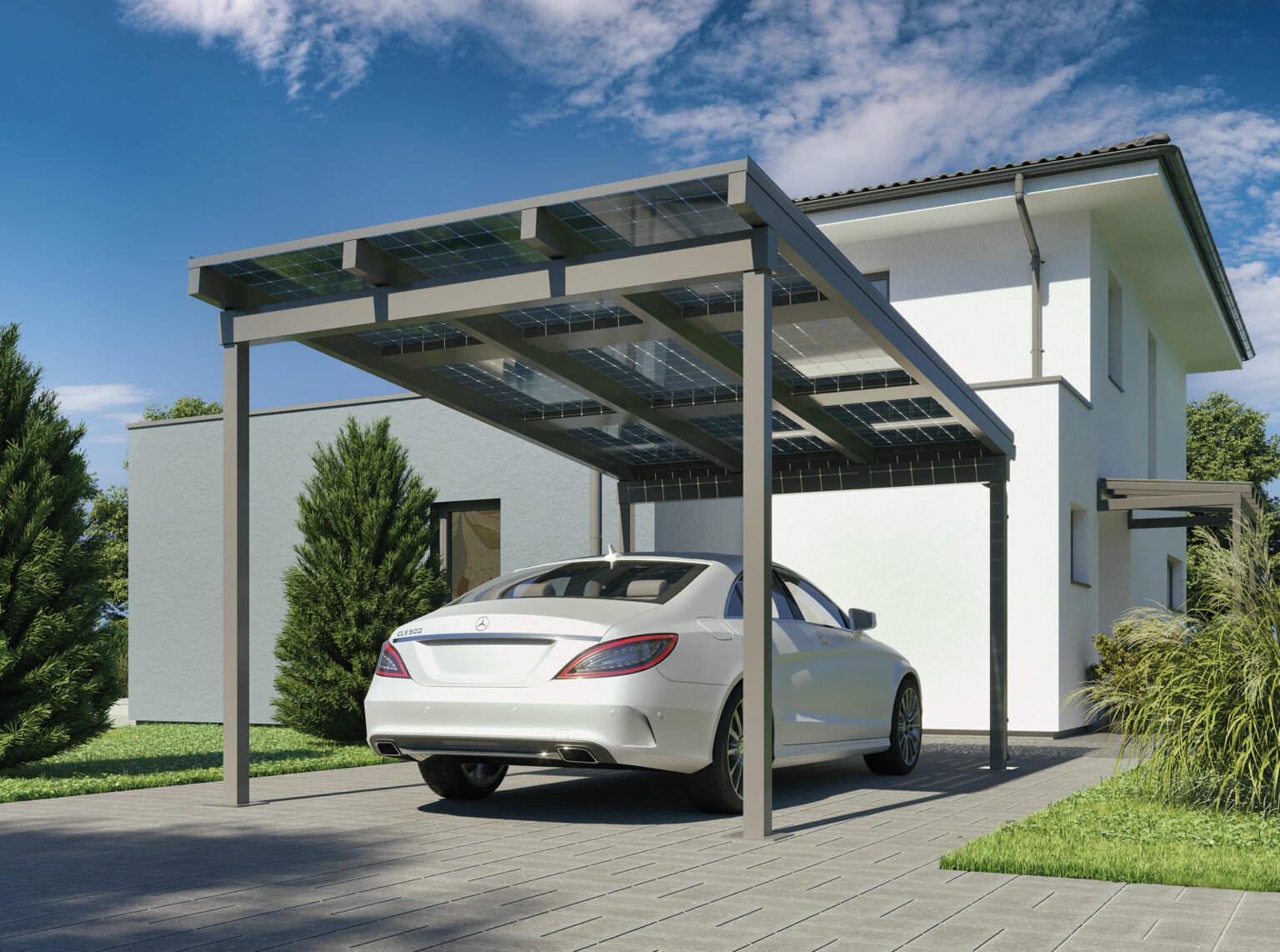 Solar Carport mit PV-Modulen - Carport Solaranlage mit Leeb