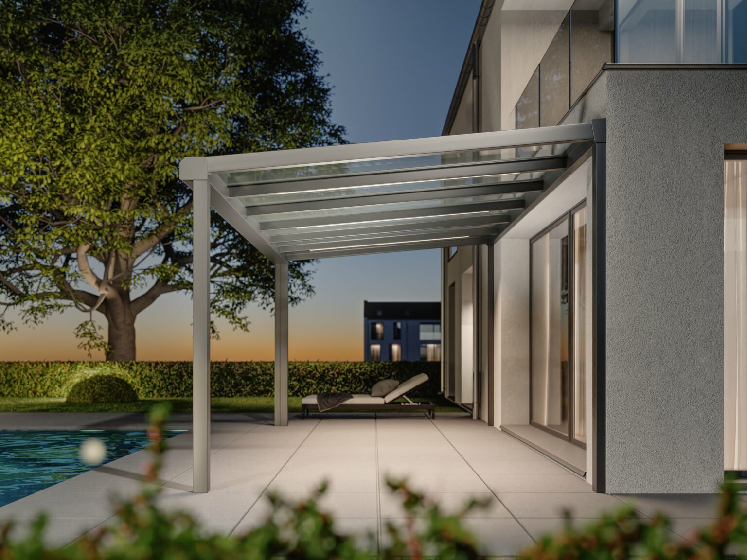 alu terrassenueberdachung nachtansicht led beleuchtung 03