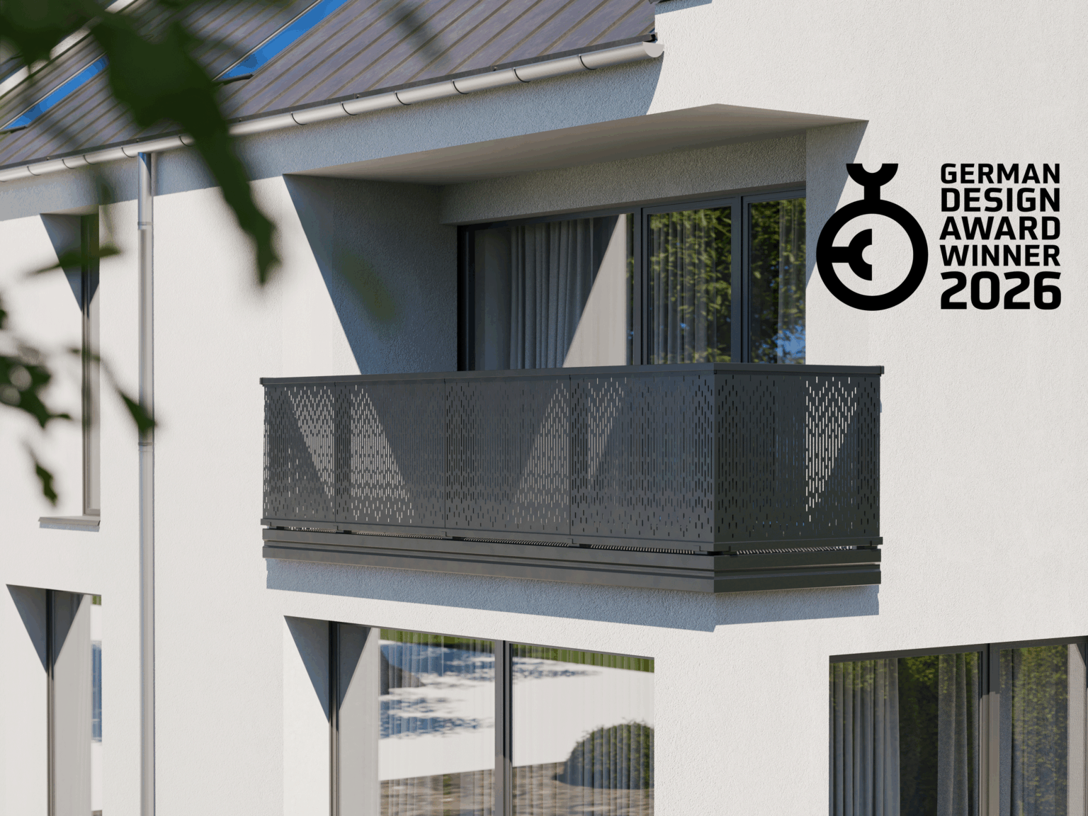 Yaku Alu Lochblech Balkongelaender mit Langloch Perforierung Vertical Gradient 1