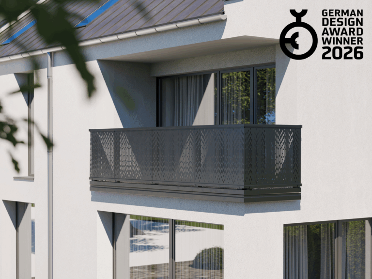 Yaku Alu Lochblech Balkongelaender mit Langloch Perforierung Vertical Gradient