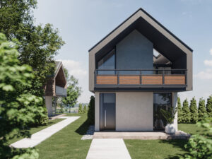 alubalkongelaender cortina vertikale latten in holzstruktur und glaseinsatz modernes haus