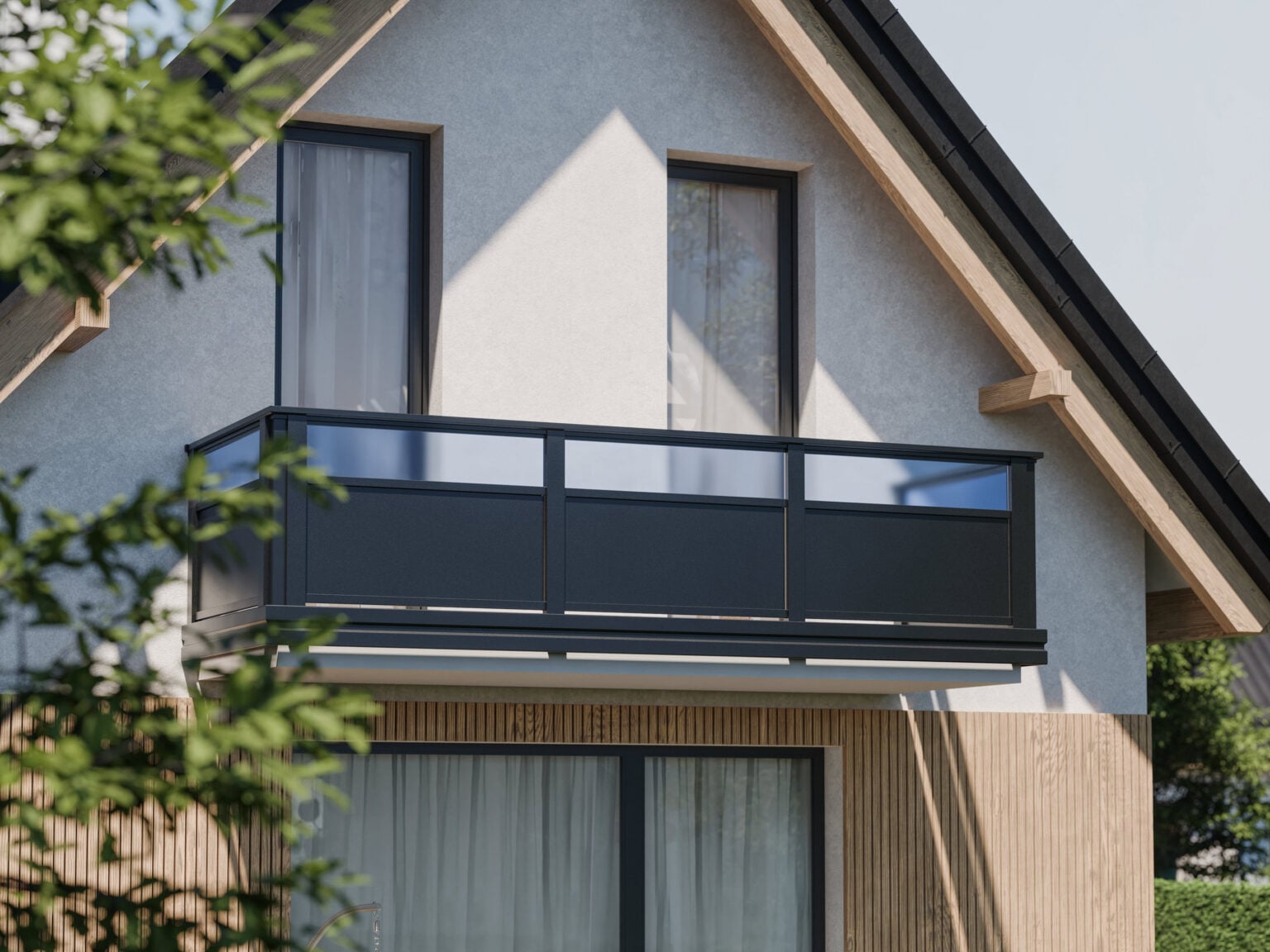 alubalkongelaender garda aus aluminium mit glaseinsatz