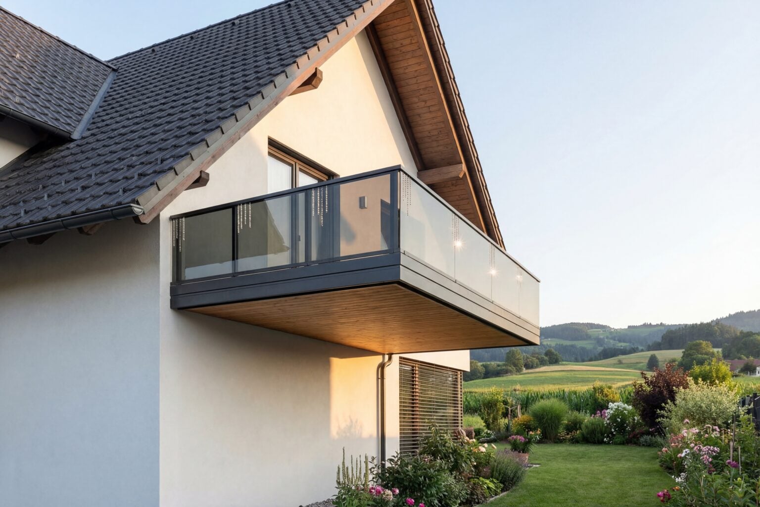 Balkongelaendermodell kristallregen alu glas verziert mit kristallen von swarovski®️ 1