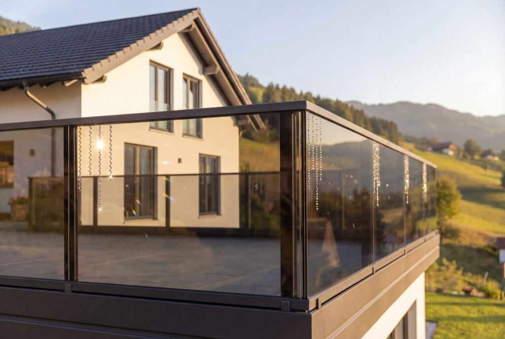 Balkongelaendermodell kristallregen alu glas verziert mit kristallen von swarovski®️