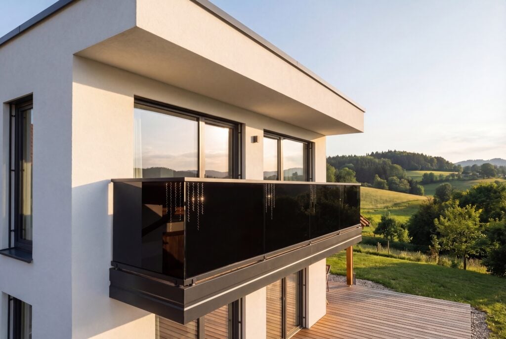 Balkongelaendermodell kristallregen alu glas verziert mit kristallen von swarovski®️