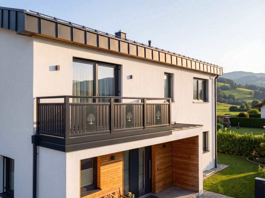 Balkongelaendermodell leebensbaum alu glas verziert mit kristallen von swarovski®️